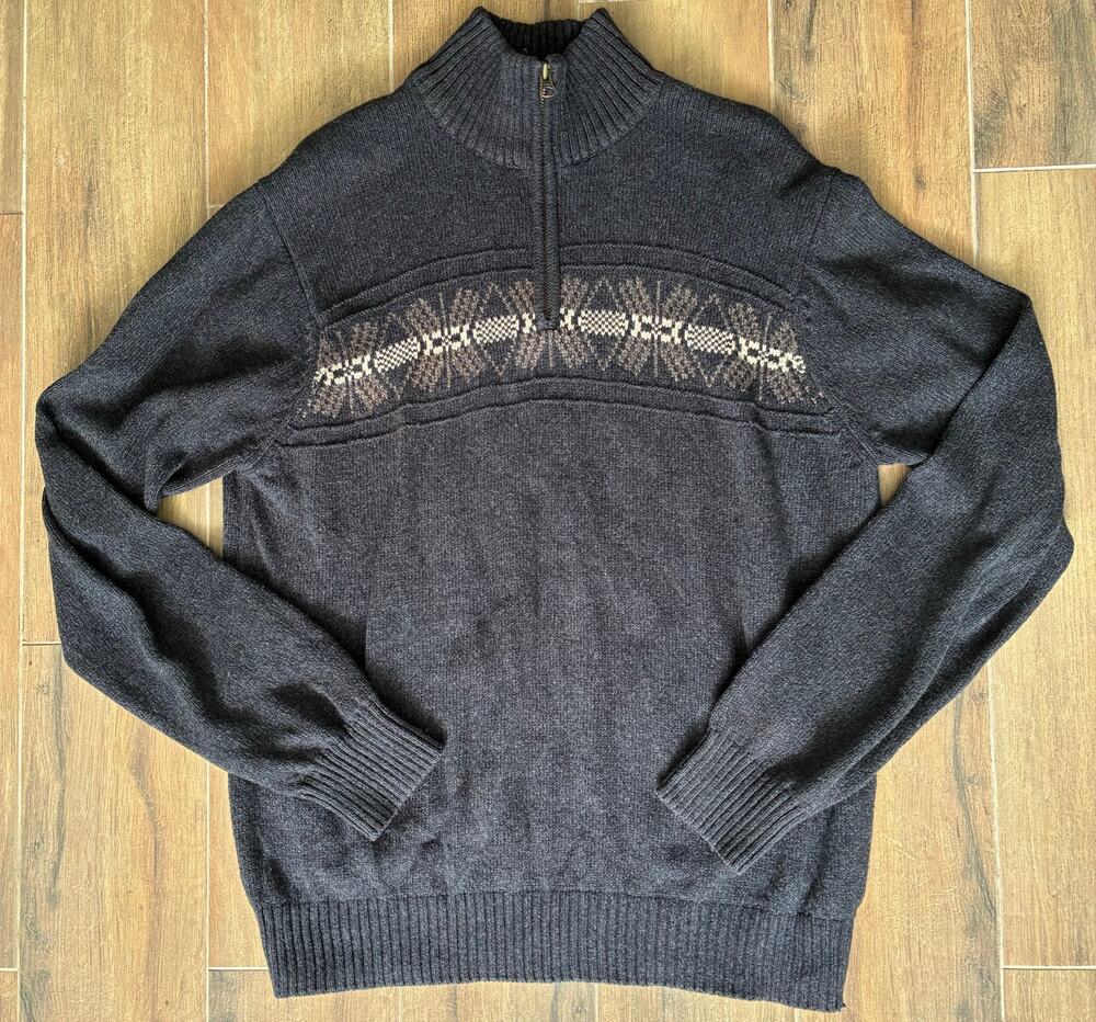 Vintage Northcrest Classic Half Zip Knit Sweater 100% Cotton Men's Large